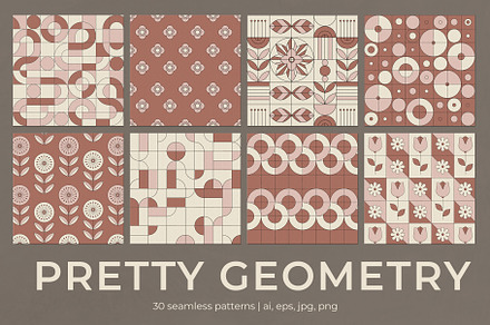 Pretty Geometry 30 seamless patterns