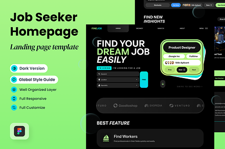 Fine Job - Job Seeker Landing Page, a Landing Page Template by SLAB! Design