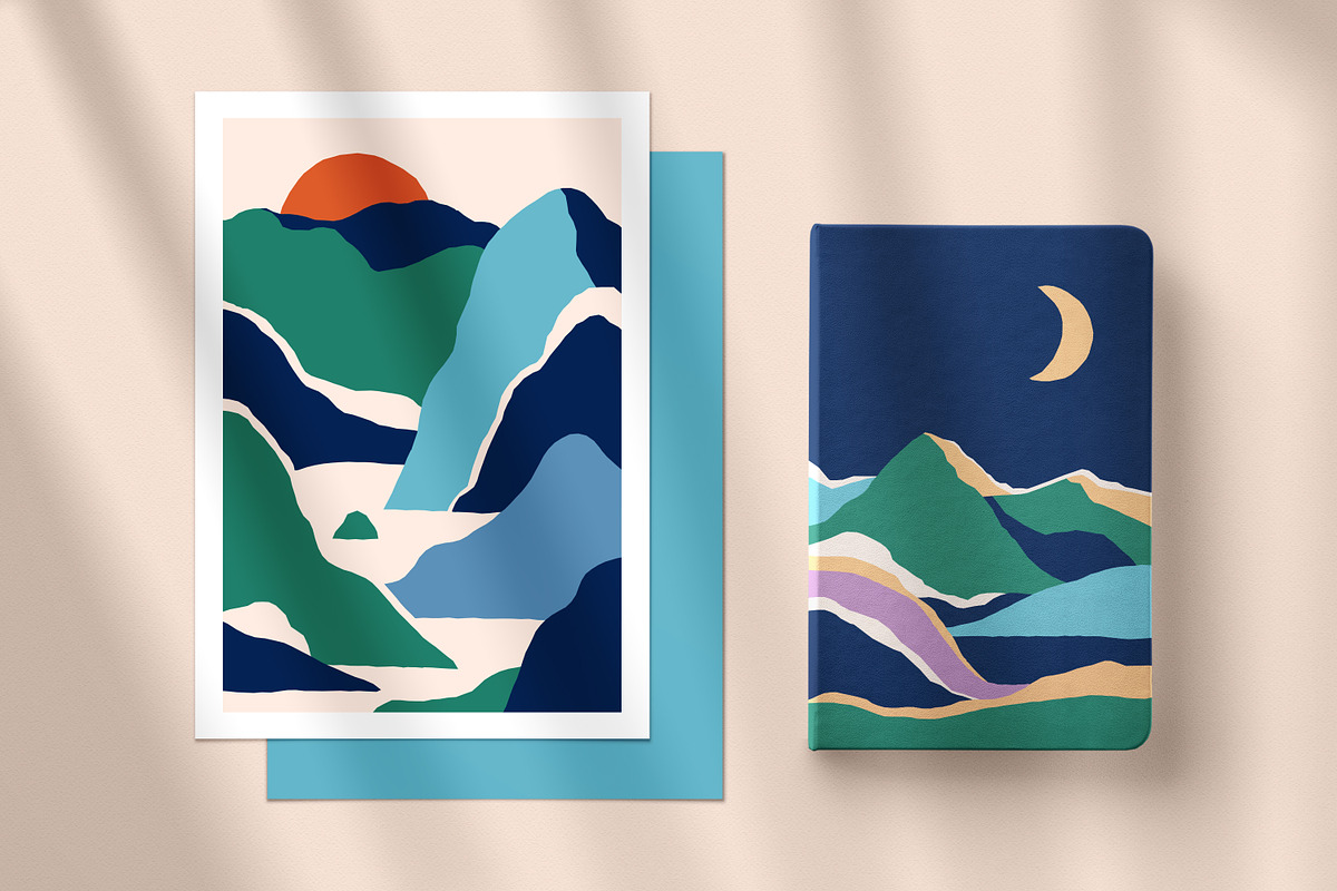 Abstract nature landscapes cards set, a Decorative Illustration by Good Studio (Photo 24 of 34)