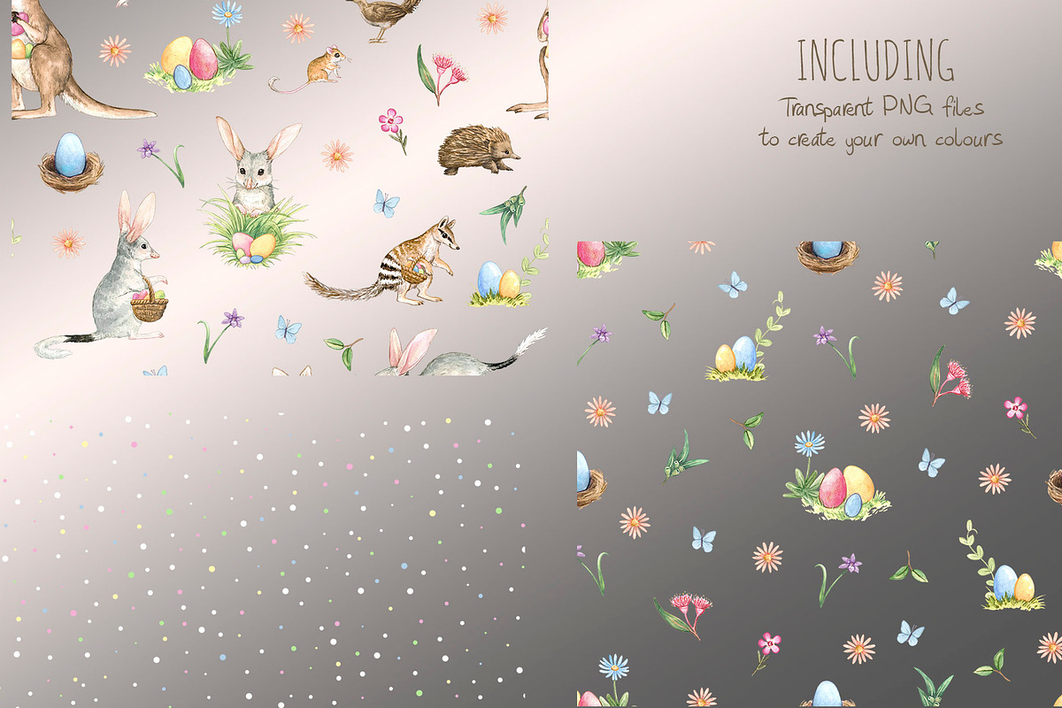 Australian Bilby Patterns, a Pattern Graphic by Clip Art by Elise M