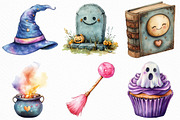 Watercolor Kawaii Halloween Clipart, an Illustration by Craft Nest (Thumbnail 5 of 6)