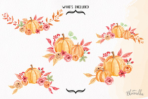 Pumpkin Clipart Bouquets Watercolor