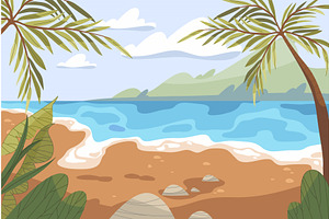 Beach background with tropical, a Texture Illustration by Elegant Solution