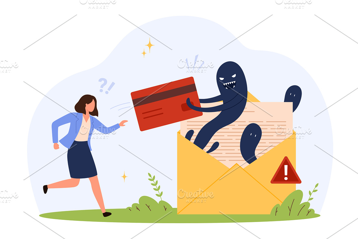 Phishing Email Scam Stealing Credit, a Technology Illustration by Flashvector