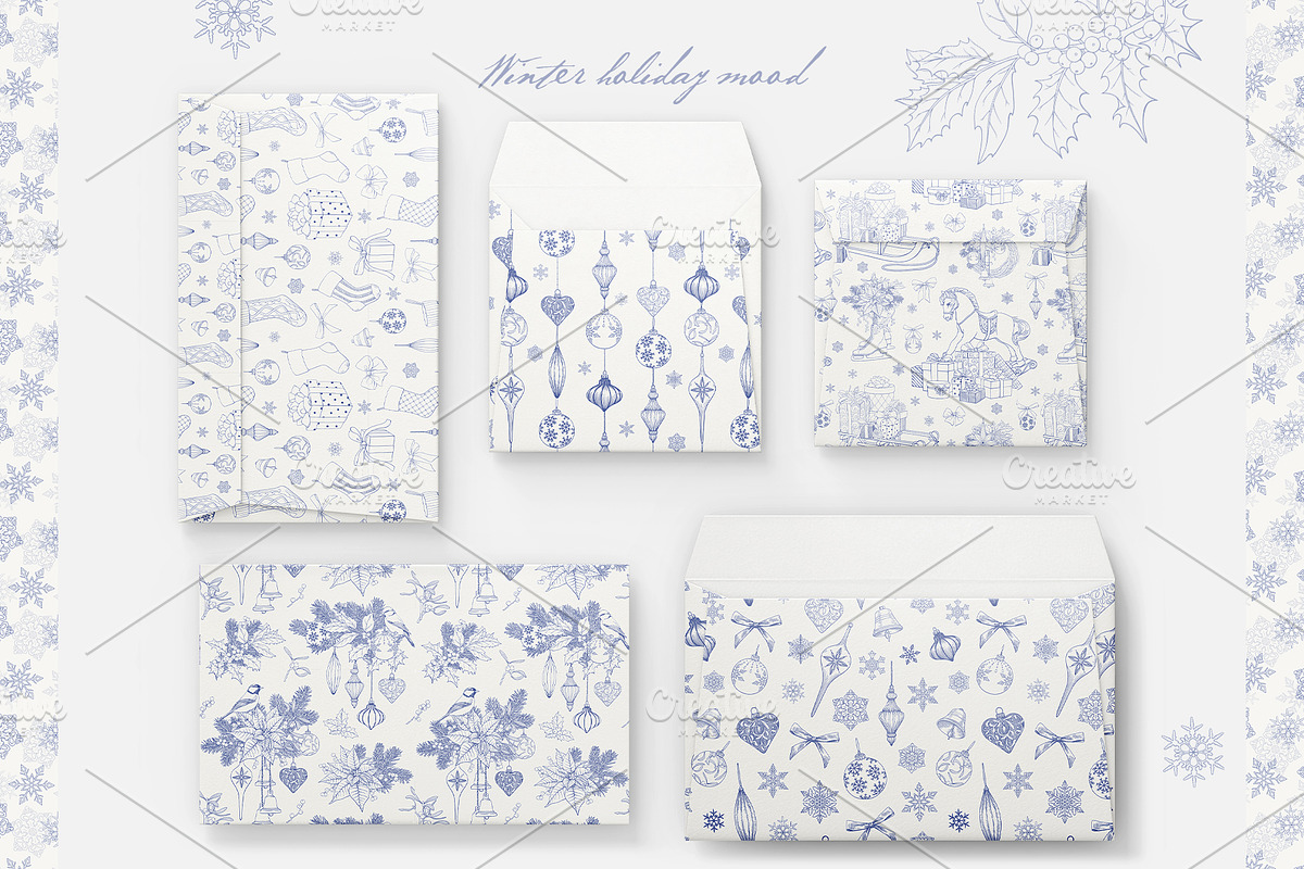 Christmas patterns Vol.2 Toile blue, a Pattern Graphic by ON_lineart_store (Photo 2 of 10)