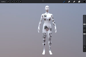 3D Object Female Body Model Tattoo