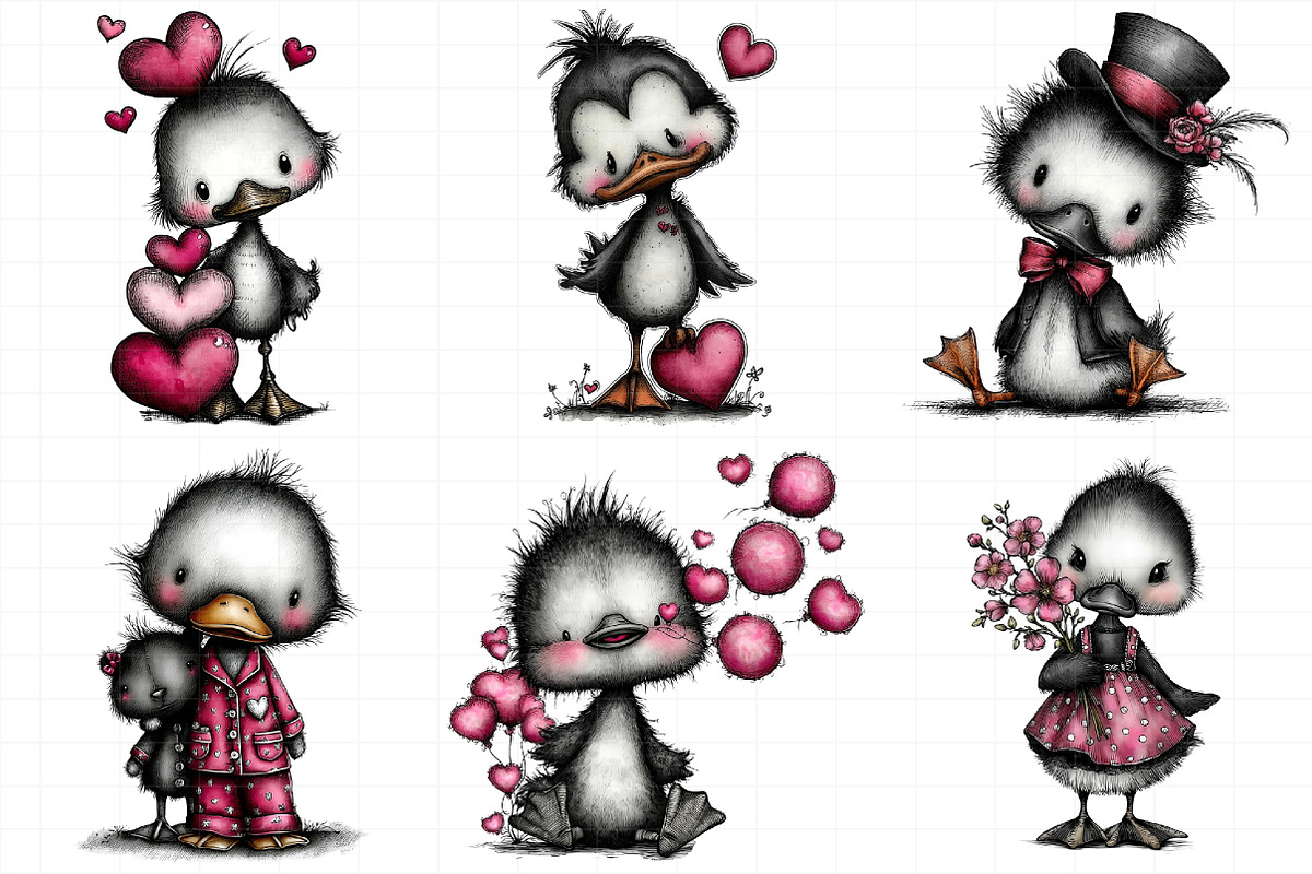 Cute Baby Duck Valentine Clipart, an Illustration by Daily.Designs (Photo 3 of 5)