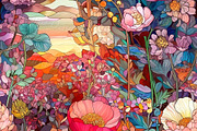 Patterns stained glass flowers, a Pattern Graphic by Bubert Art (Thumbnail 3 of 7)