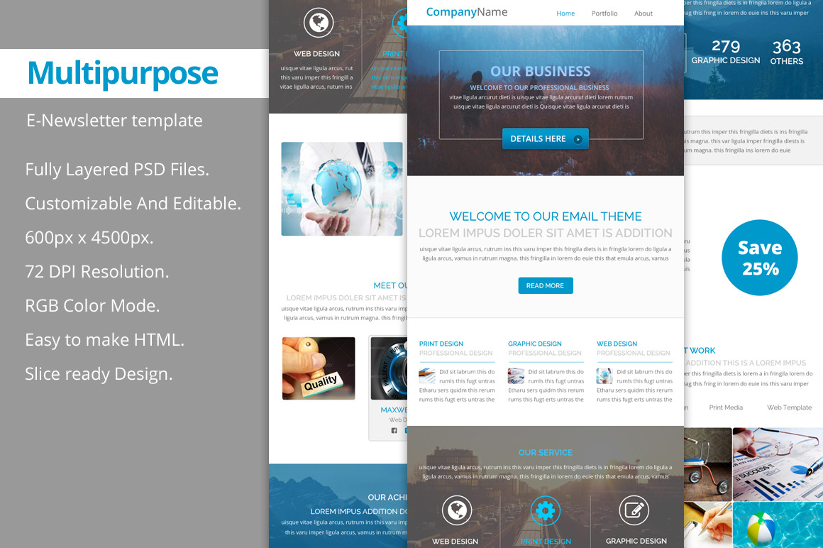 Multipurpose PSD Email template, an Email Template by QuickArtisan