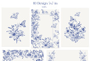 Vintage Flowers Vector blue Toile, an Object Graphic by ON_lineart_store (Thumbnail 8 of 10)