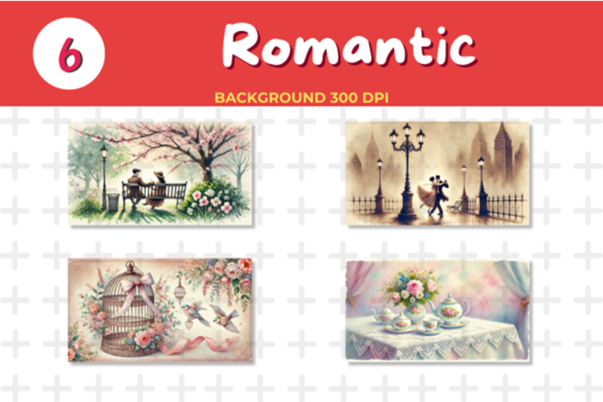 Watercolor Romantic Background JPG, a Decorative Illustration by John_Walker (Photo 2 of 3)