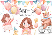 Happy Birthday watercolor collection, a Decorative Illustration by AlineArtStore (Thumbnail 1 of 13)