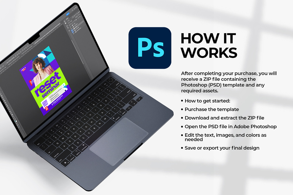 Modern Seminar Flyer | Canva & PSD, a Flyer Template by Vintage Impressions (Photo 5 of 6)