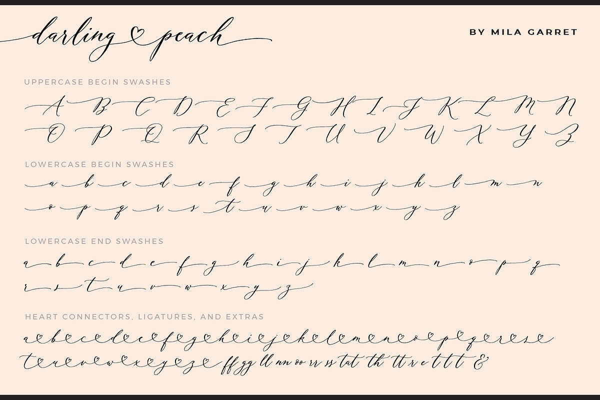 Darling Peach Wedding Heart Script, a Script Font by Mila Garret (Photo 15 of 16)