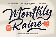Monthly Raine Bold Calligraphy Font, a Script Font by stylishtype.co (Thumbnail 1 of 20)