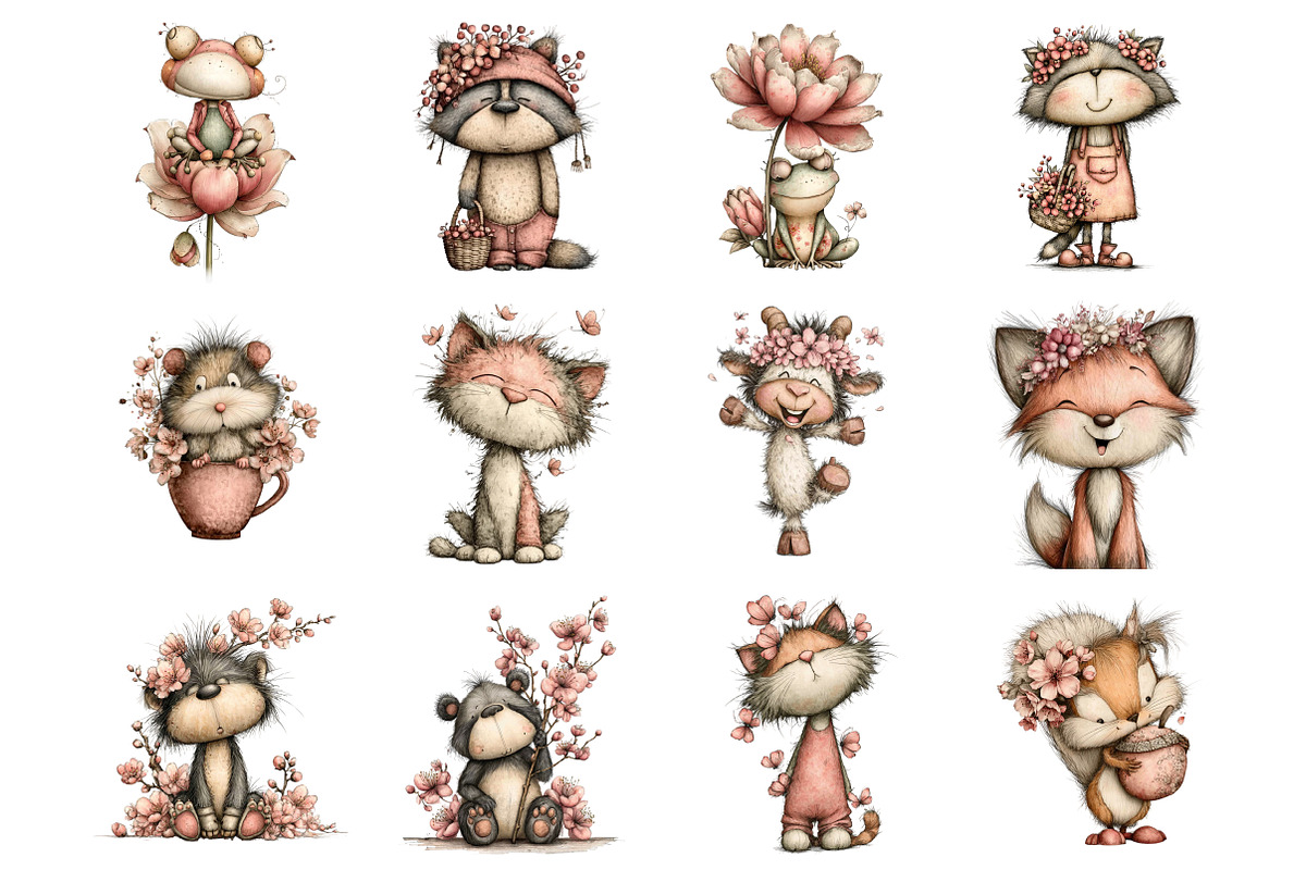 Whimsical Spring Animal Clipart, an Illustration by Design Market (Photo 3 of 3)