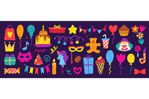 Birthday crayon drawn elements, an Object Illustration by Valerie Bodnar