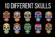10 Ornamental Vector Mexican Skulls, a Decorative Illustration by Andres M Rodriguez (Thumbnail 2 of 2)