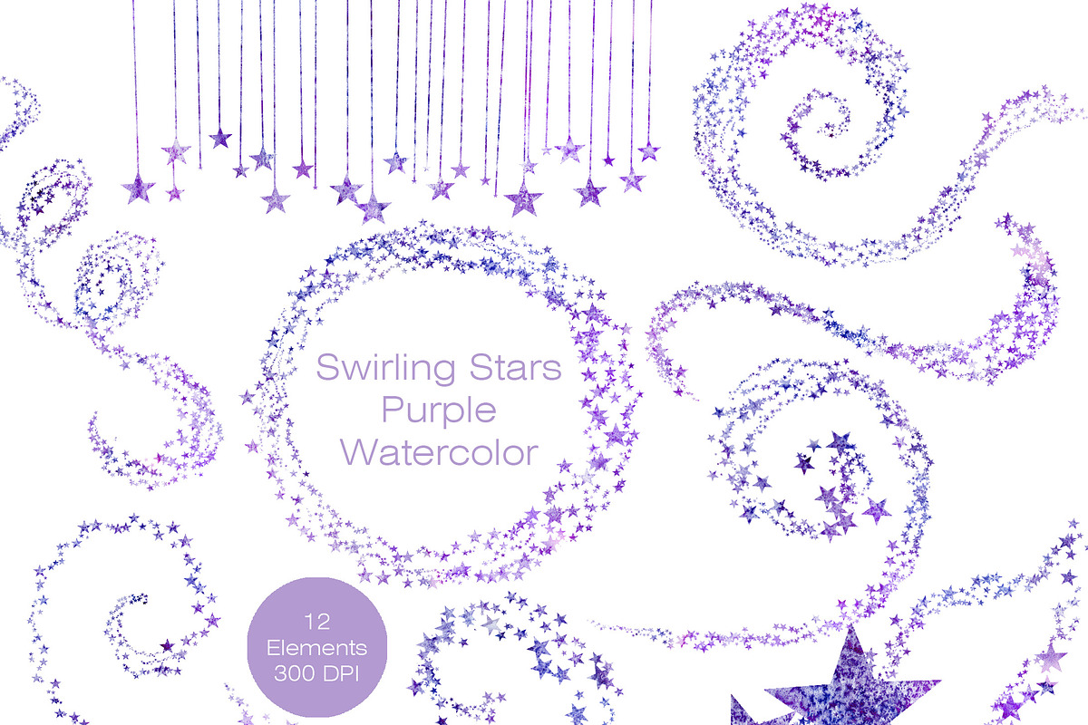 Galactic Purple Stars Clipart Set, a Texture Illustration by ClipartBrat Graphics (Photo 3 of 4)