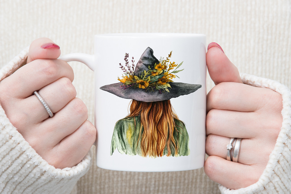 Watercolor Forest Witch Clipart, an Illustration by Sublimation Artist (Photo 5 of 6)
