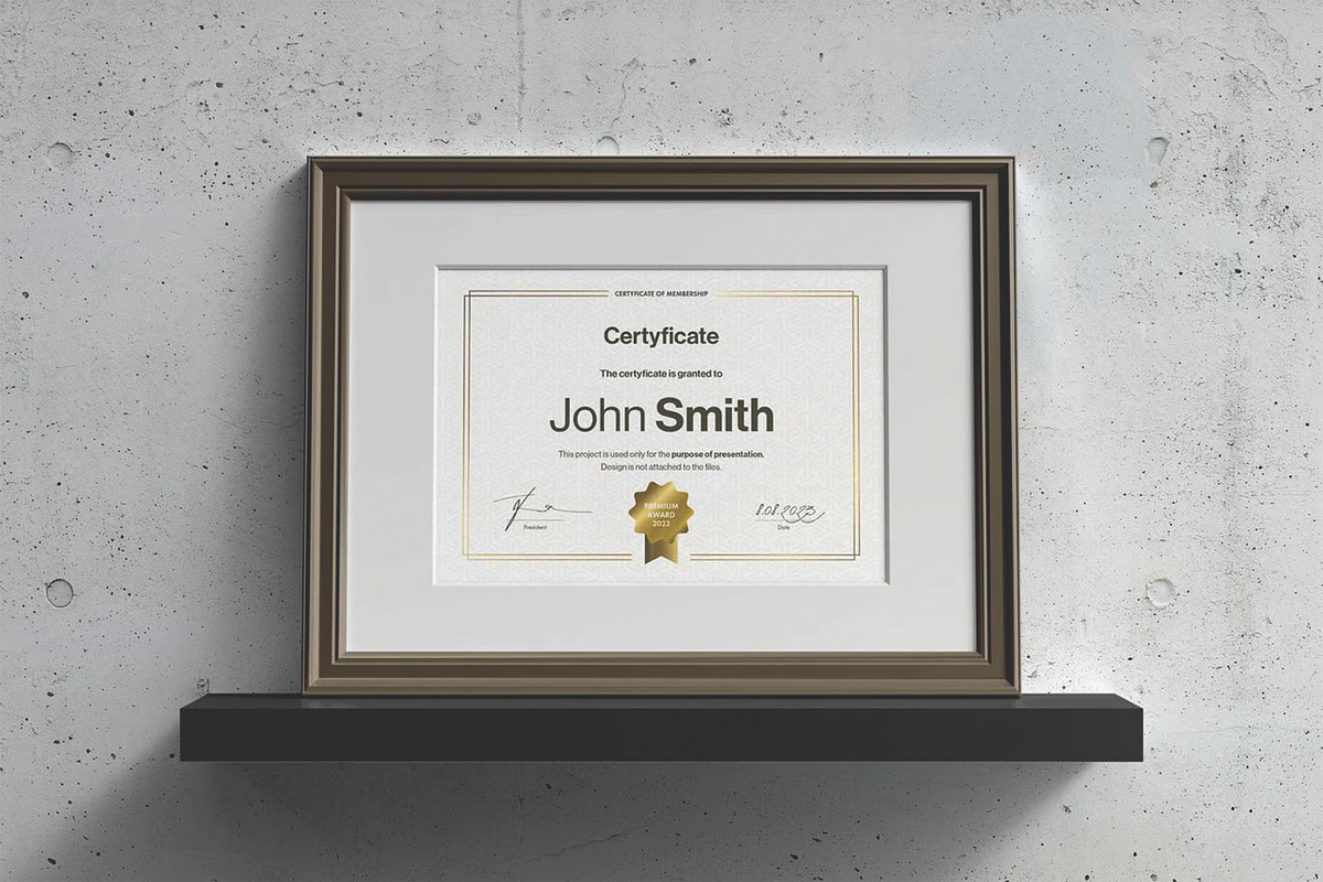 A4 Passe Partout Certificate Mockup, an Advertising Mockup by DesignRushMarket (Photo 10 of 13)