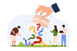 Tiny people facing sudden surprise, a Person Illustration by Flashvector