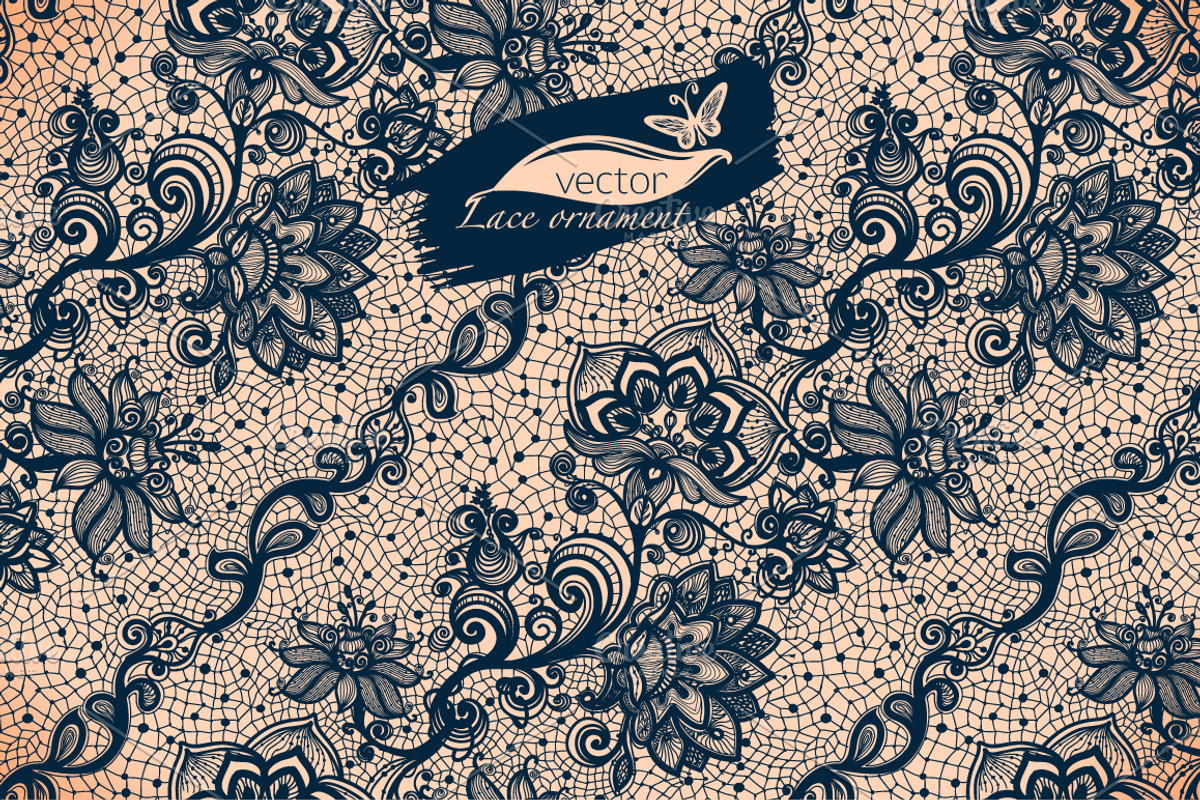 Seamless lace patterns with flower, a Texture Illustration by Vikpit (Photo 1 of 4)