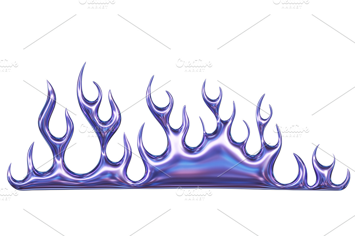 3d chrome metal of y2k fire icon, a Textures & Material 3D Model by Simple Patterns
