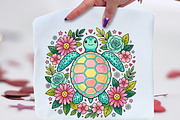 Boho Sea Turtle Png, Floral Summer, an Illustration by CraftArtStudio (Thumbnail 1 of 4)