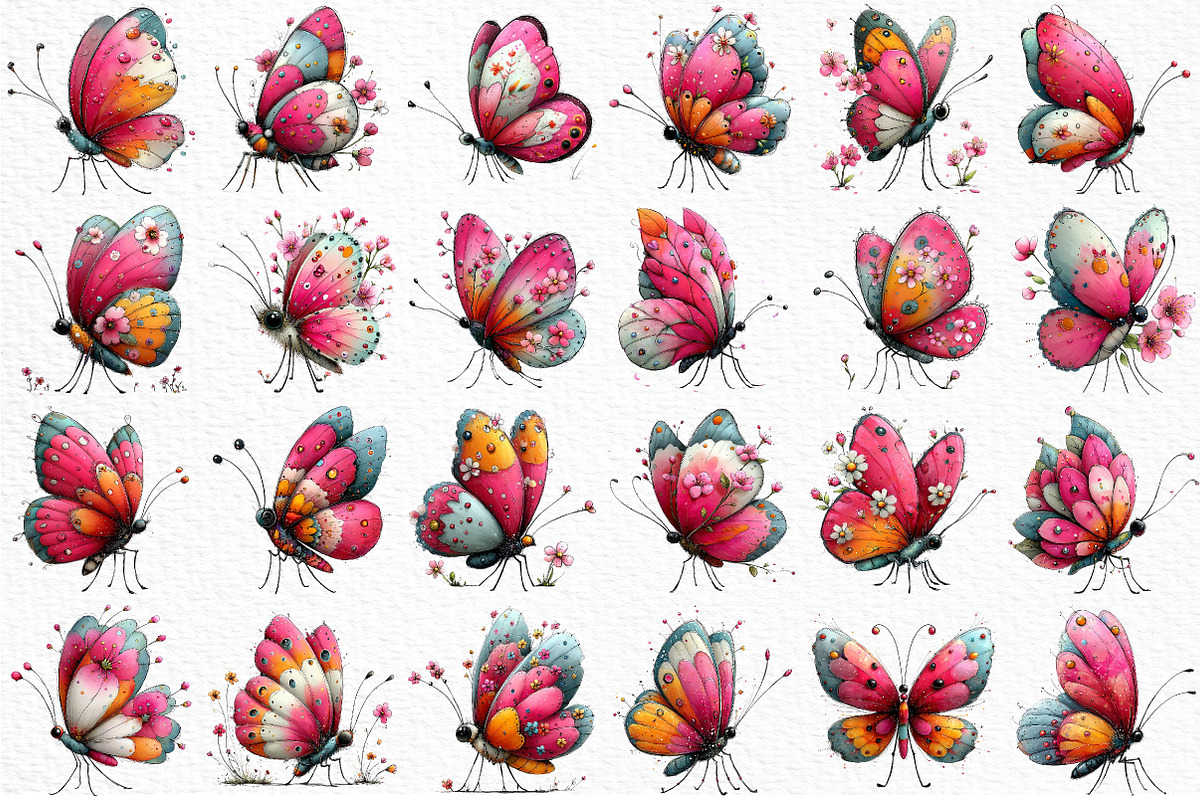 Whimsical Summer Butterfly Clipart, an Illustration by Craft Nest (Photo 6 of 12)