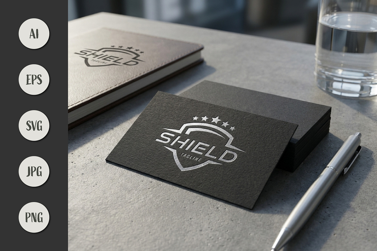 Shield Logo Design with Stars, a Branding & Logo Template by Saba Vector (Photo 1 of 3)