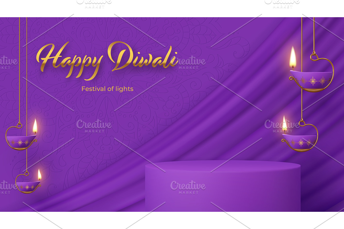 Indian holiday Diwali podium, a Decorative Illustration by Buch&Bee