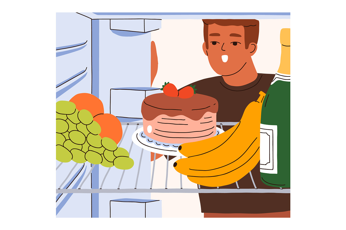 People look for food in fridge set, a Food Illustration by Good Studio (Photo 2 of 7)