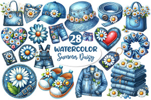 Watercolor Summer Daisy Clipart, an Illustration by Dream Creation
