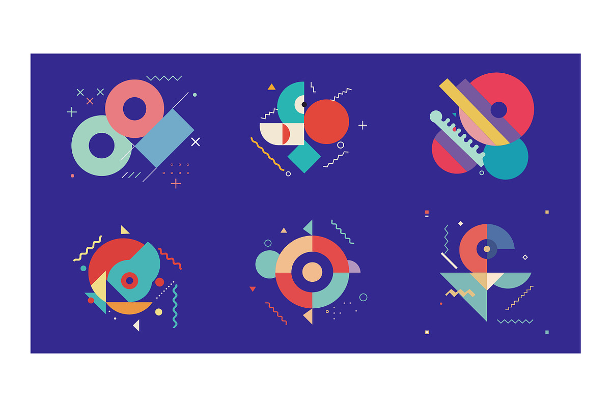 Colorful abstract geometric shapes i, an Illustration by designvectx