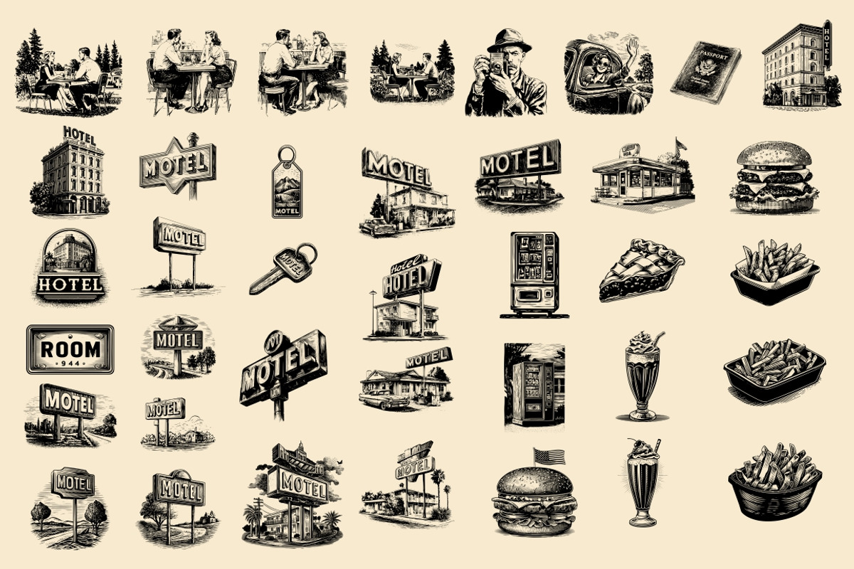 USA Retro Road Trip illustrations, an Object Illustration by Nocturnal Wolf (Photo 11 of 19)