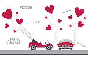 Retro flat cars with hearts