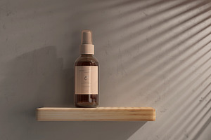 Amber Cosmetic Spray Bottle Mockup