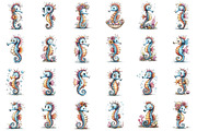 Whimsical Seahorse Clipart, a Seasonal Illustration by designcity5 (Thumbnail 2 of 5)