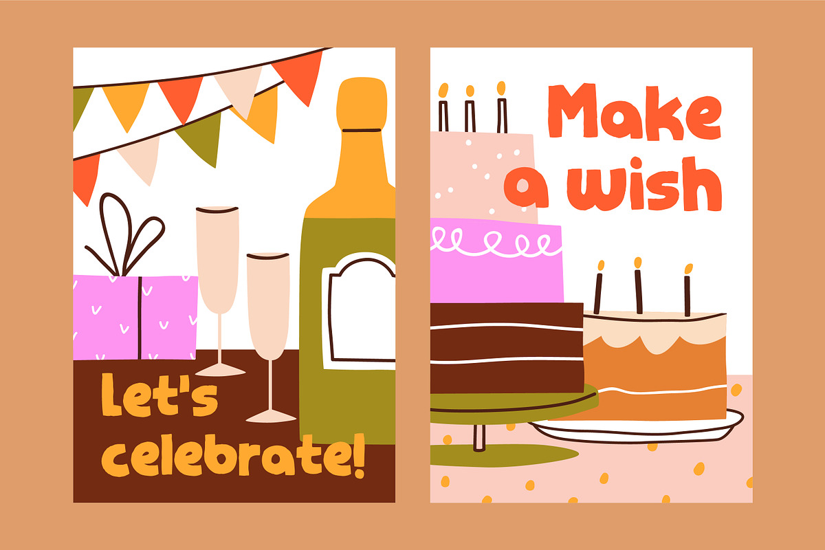 Happy birthday cards designs set, an Object Illustration by Good Studio (Photo 12 of 17)