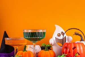 High colored bright Halloween greeting card background, Hallowee