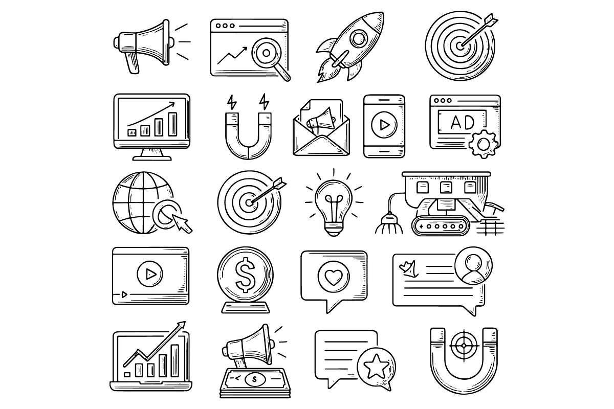 Digital Marketing Icons Set, an Object Graphic by RT Studio