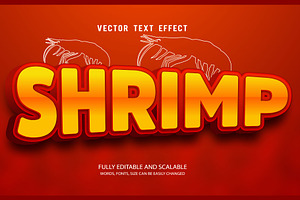 Fried Shrimp Vector 3d Editable Text