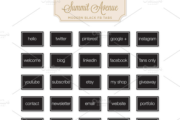 Modern Black Facebook Tab Buttons preview 2