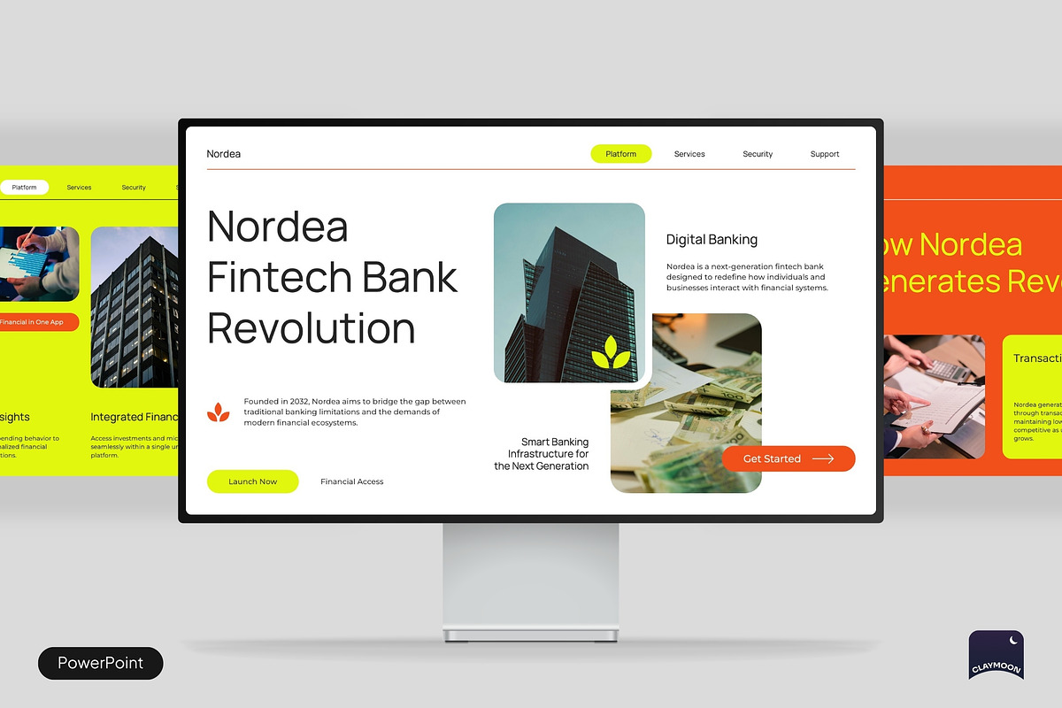 Fintech Bank Pitch Deck, a Presentation Template by Claymoon Lab (Photo 1 of 7)