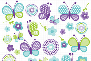 Blue Butterflies - Vector Clipart