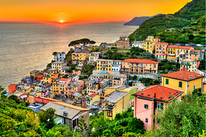 Sunset at Riomaggiore - Cinque Terre, an Architecture Photo by Leonid Andronov
