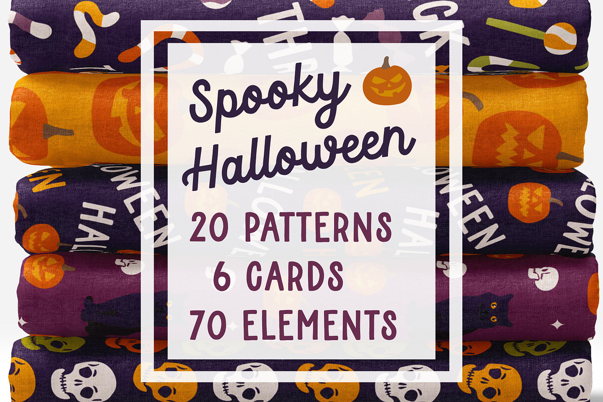Halloween patterns cards elements, a Pattern Graphic by RevolutionizZed (Photo 1 of 17)