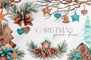Christmas Pine Branches & Wood Decor, a Decorative Illustration by Jeanna Draw (Thumbnail 1 of 15)