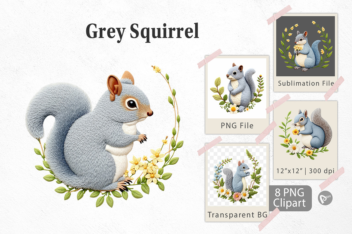 Grey Squirrel Clipart, a Graphic by Artnoy (Photo 1 of 5)